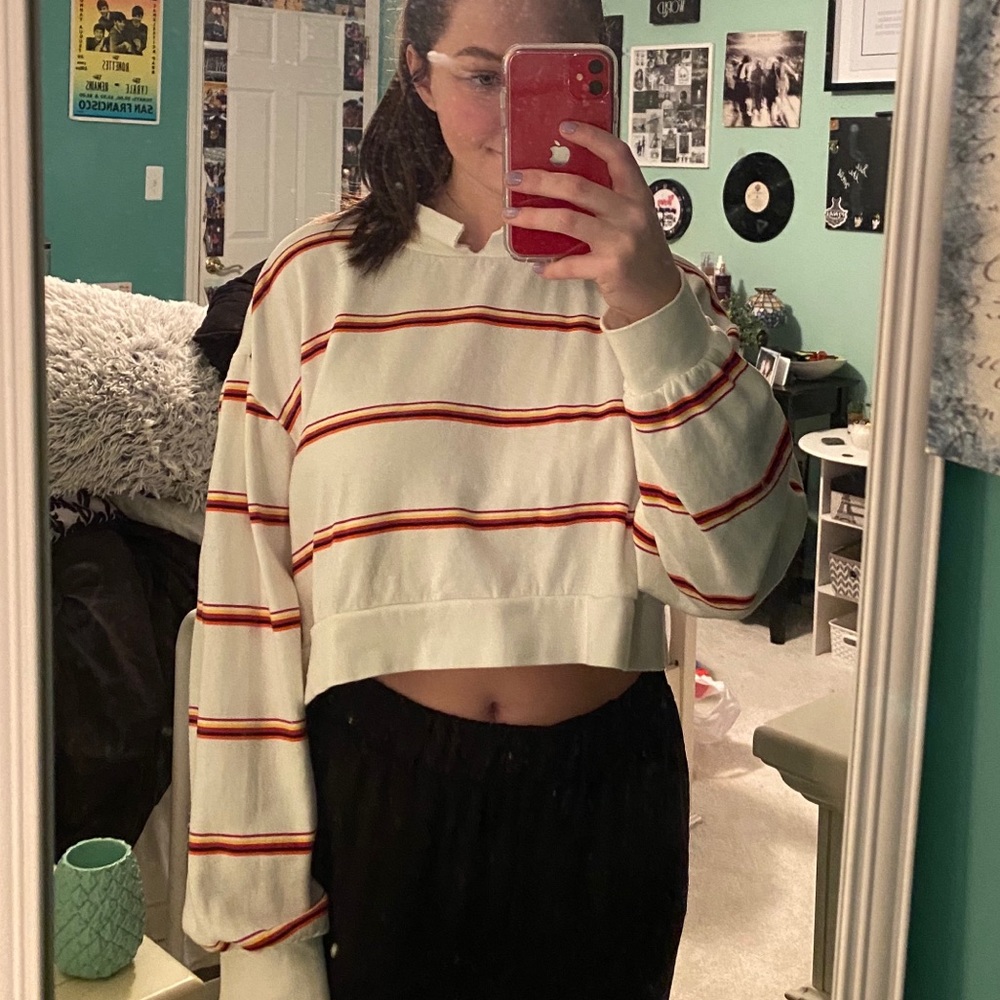 Wild Fable Long Sleeve Striped Crop Top
